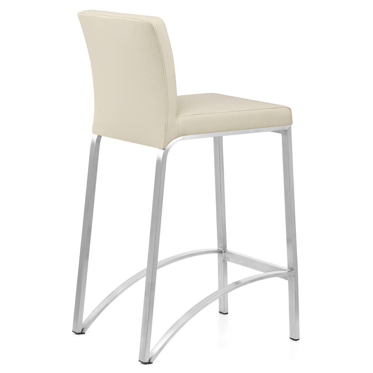 Sgabello Ecopelle Cromo Satinato - Leah Crema