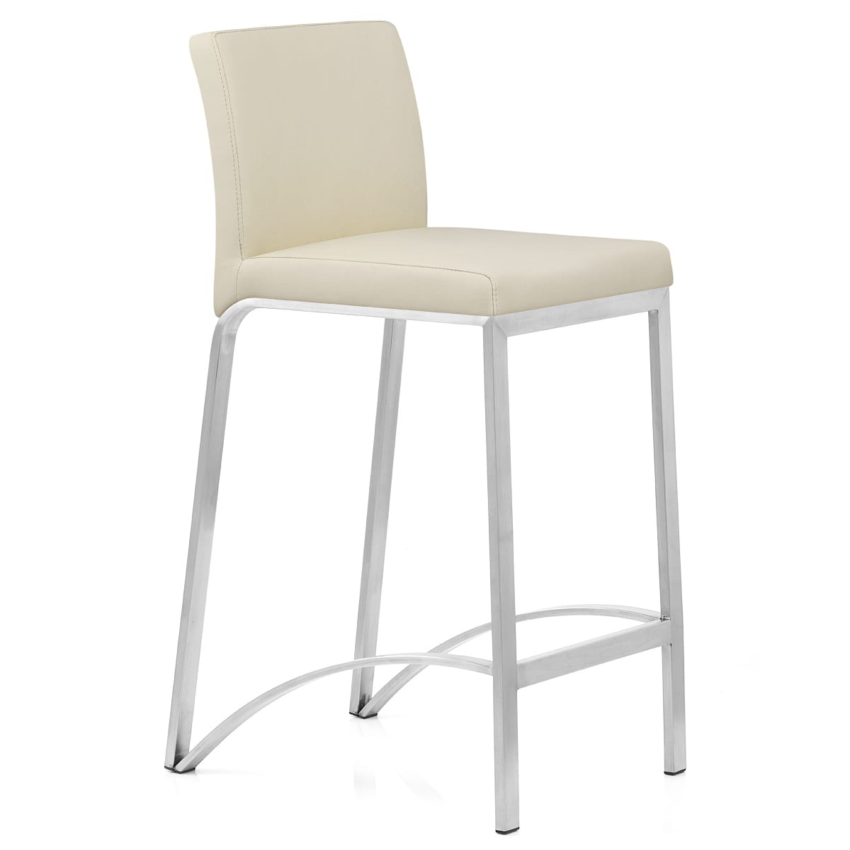 Sgabello Ecopelle Cromo Satinato - Leah Crema