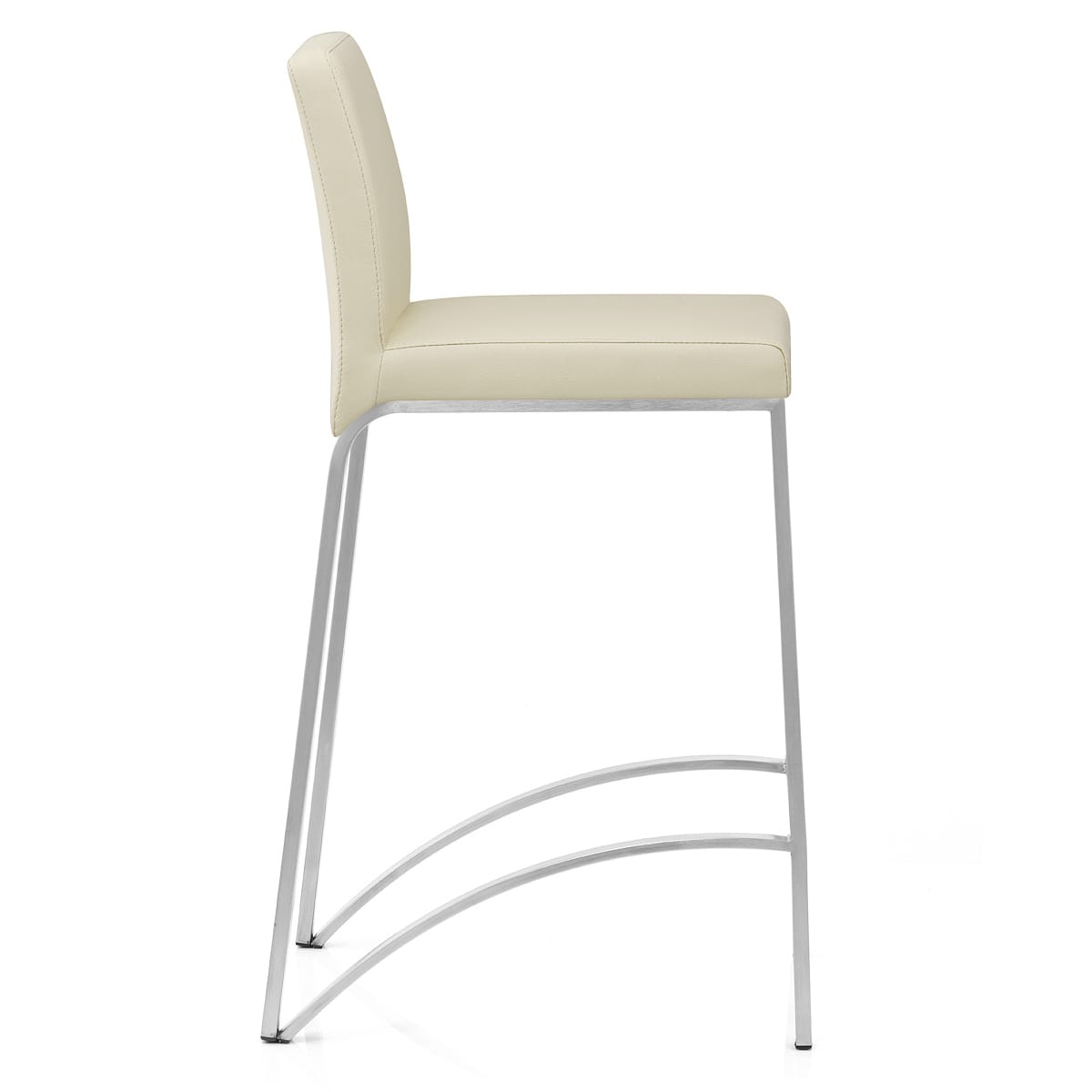 Sgabello Ecopelle Cromo Satinato - Leah Crema