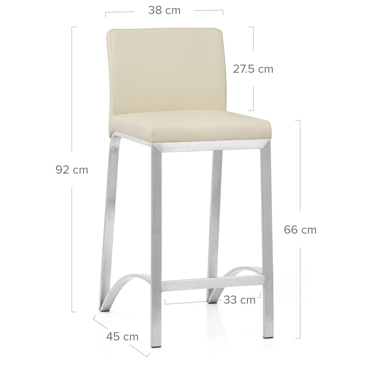 Sgabello Ecopelle Cromo Satinato - Leah Crema