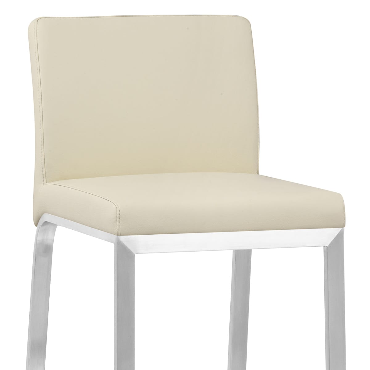 Sgabello Ecopelle Cromo Satinato - Leah Crema