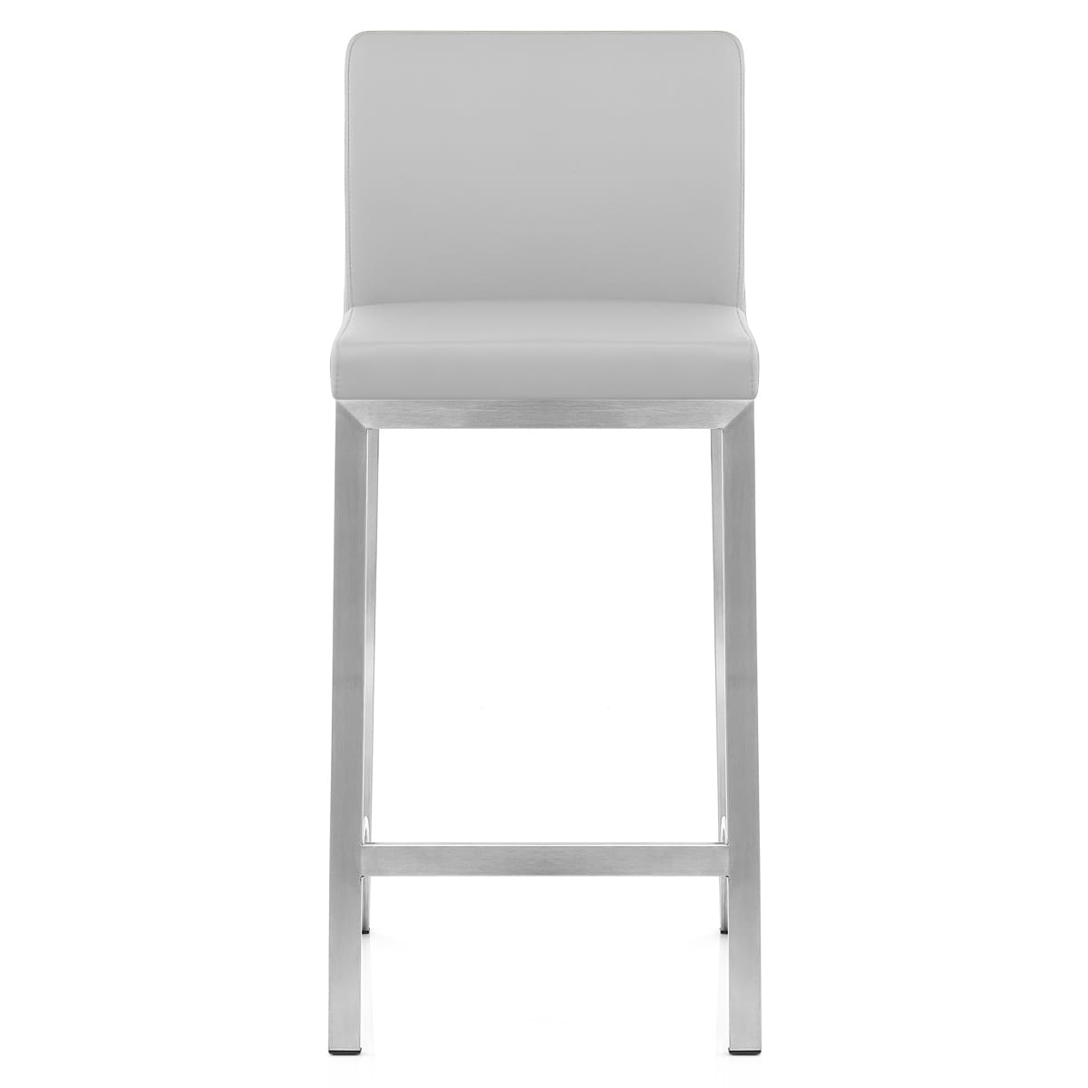 Sgabello Ecopelle Cromo Satinato - Leah Grigio