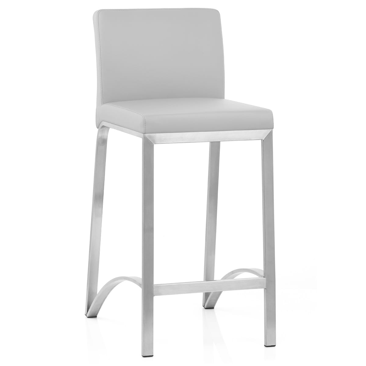 Sgabello Ecopelle Cromo Satinato - Leah Grigio