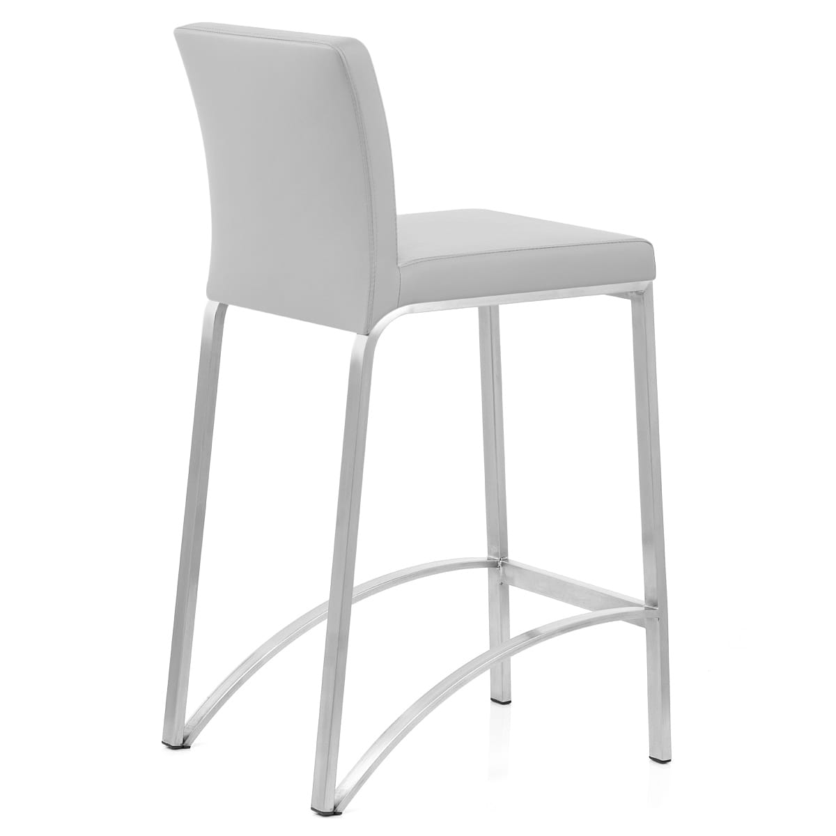 Sgabello Ecopelle Cromo Satinato - Leah Grigio