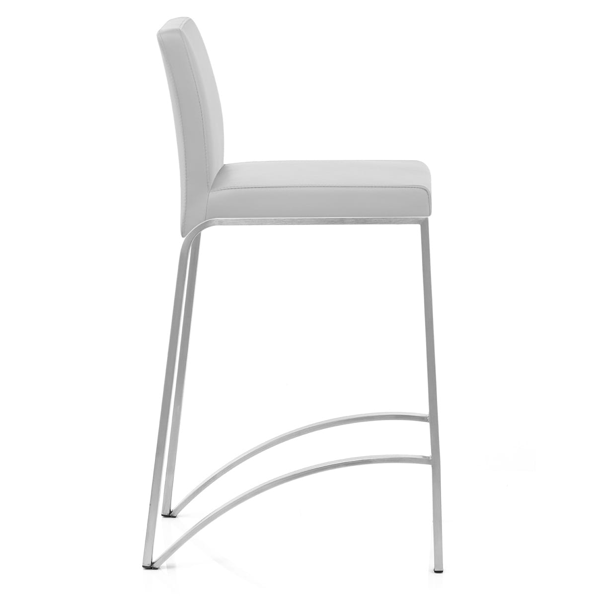 Sgabello Ecopelle Cromo Satinato - Leah Grigio