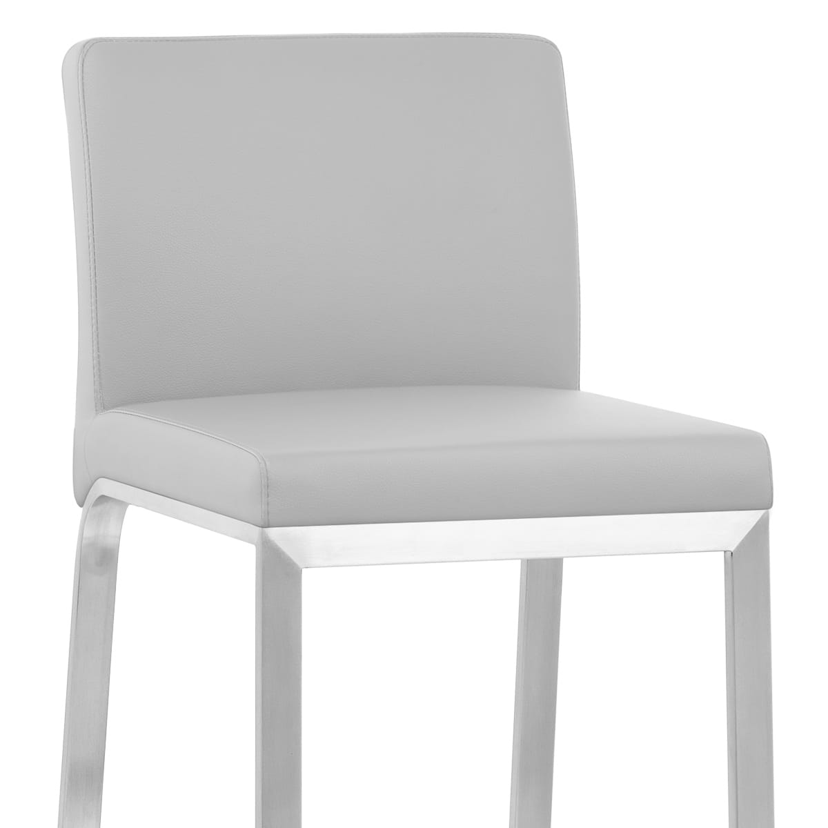 Sgabello Ecopelle Cromo Satinato - Leah Grigio