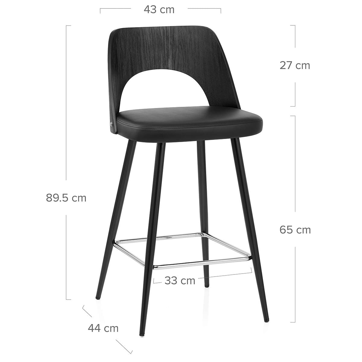 Sgabello Legno Nero Ecopelle - Leo Nero