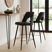 Sgabello Legno Nero Ecopelle - Leo Nero