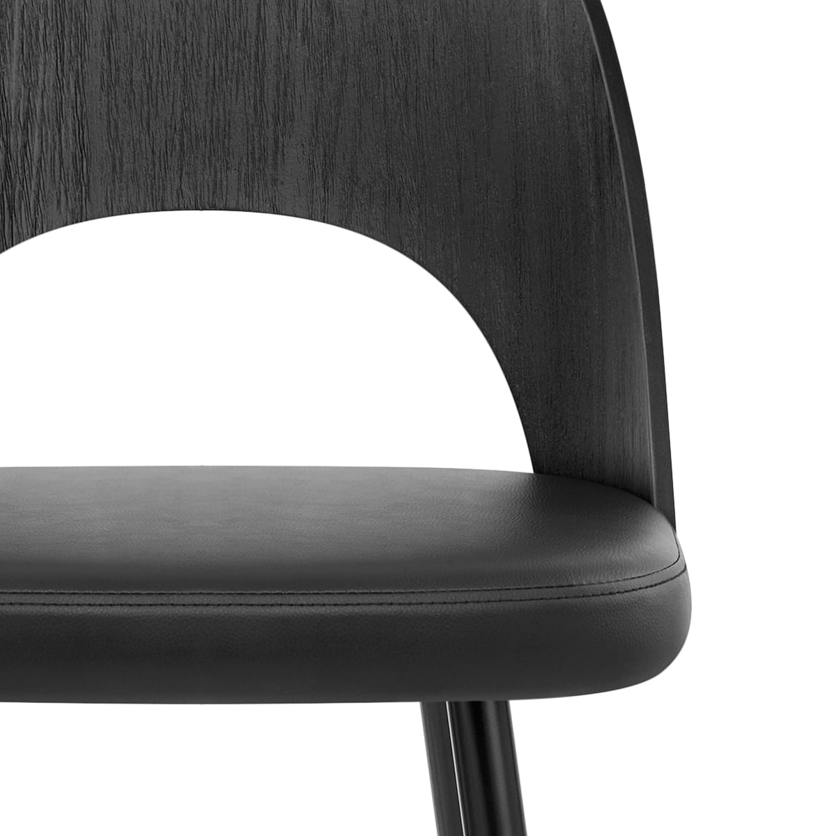 Sgabello Legno Nero Ecopelle - Leo Nero