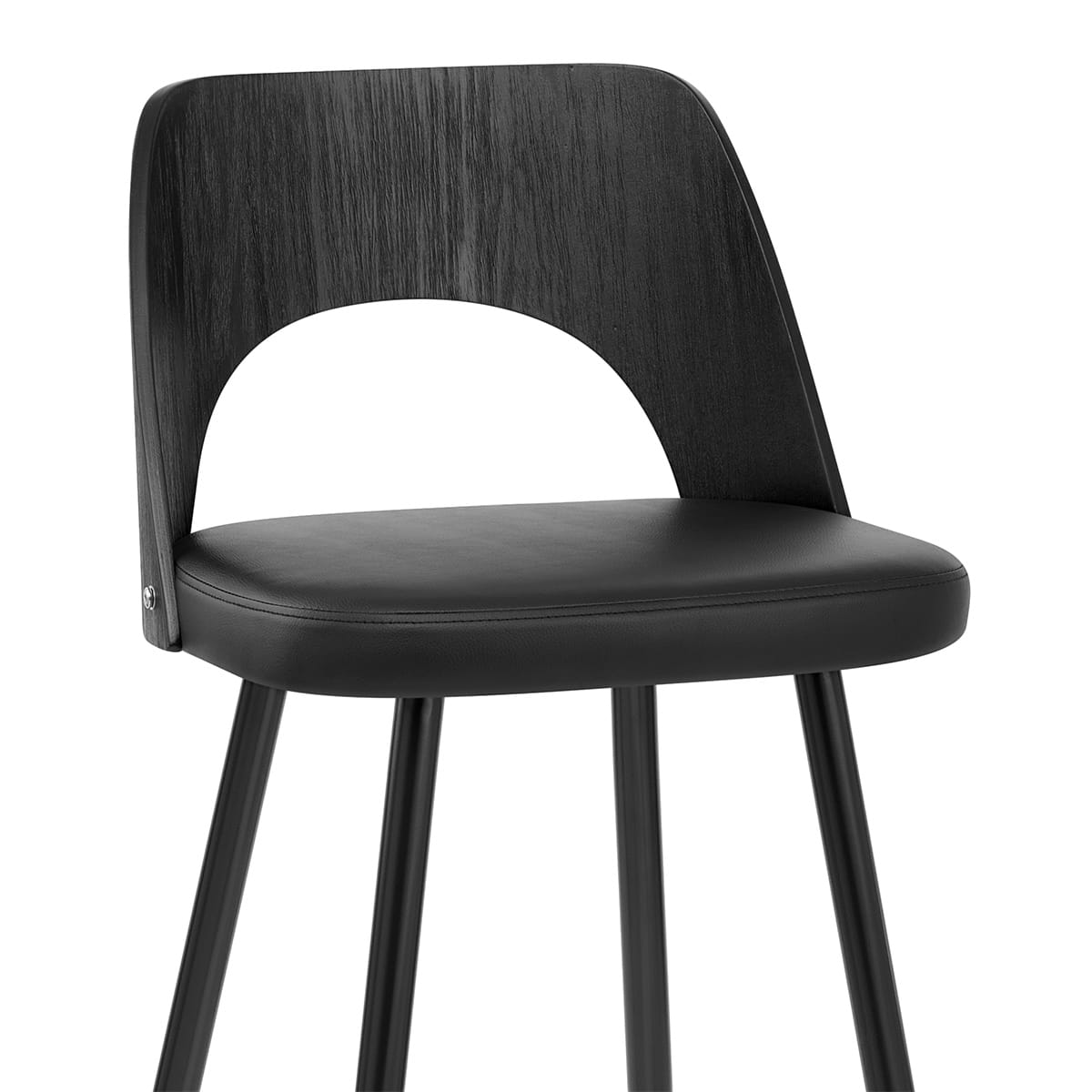 Sgabello Legno Nero Ecopelle - Leo Nero