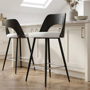 Sgabello Legno Nero Ecopelle - Leo Bianco