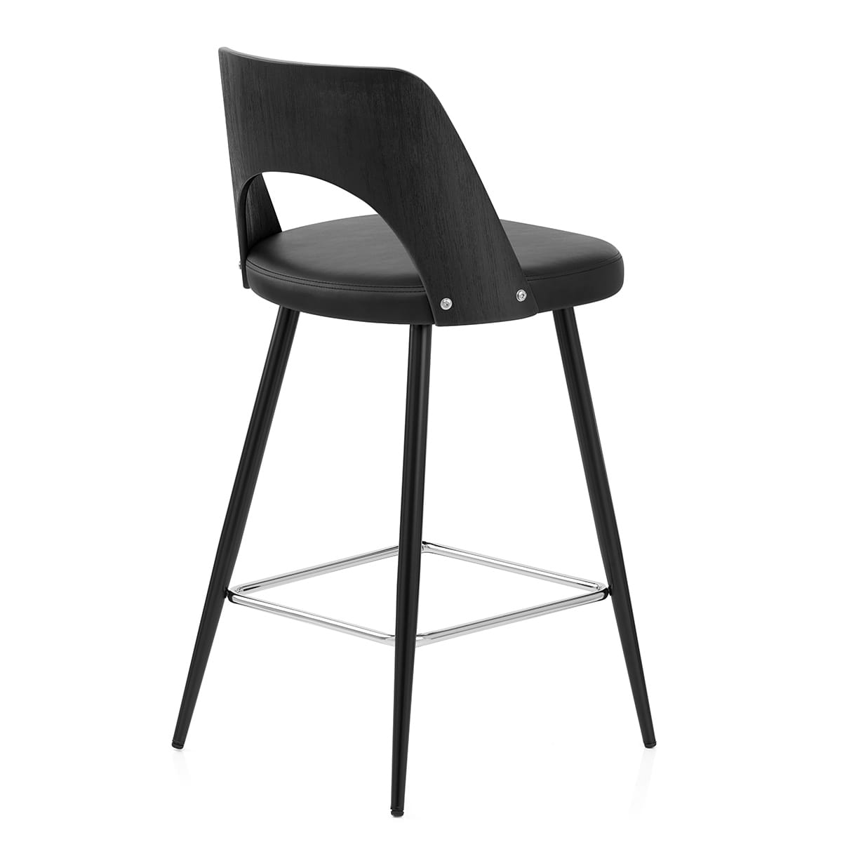 Sgabello Legno Nero Ecopelle - Leo Nero