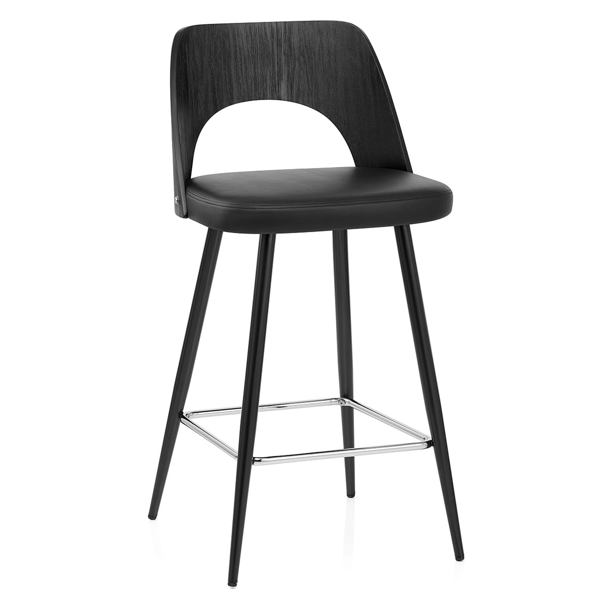 Sgabello Legno Nero Ecopelle - Leo Nero