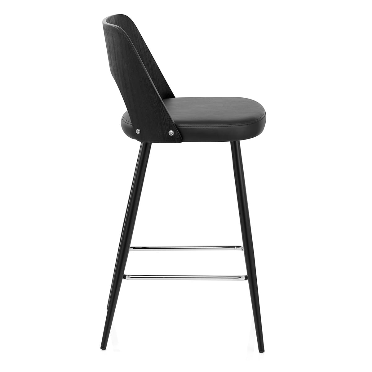 Sgabello Legno Nero Ecopelle - Leo Nero