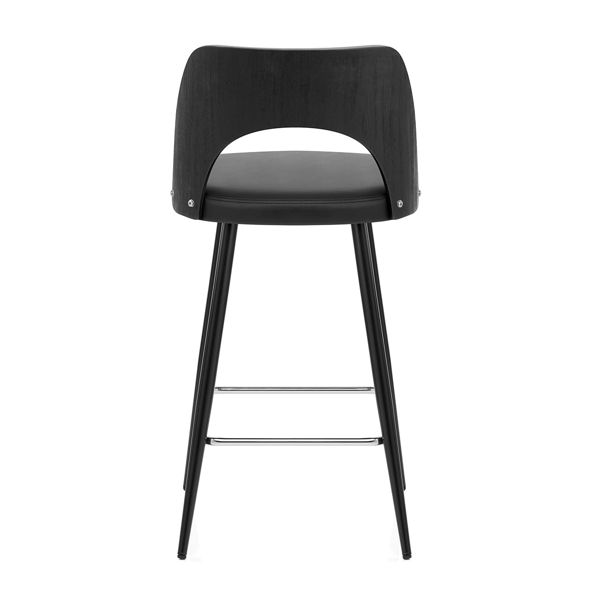 Sgabello Legno Nero Ecopelle - Leo Nero