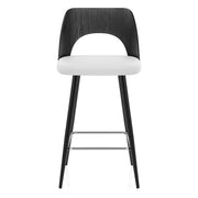 Sgabello Legno Nero Ecopelle - Leo Bianco