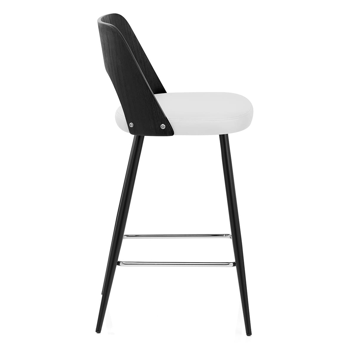 Sgabello Legno Nero Ecopelle - Leo Bianco