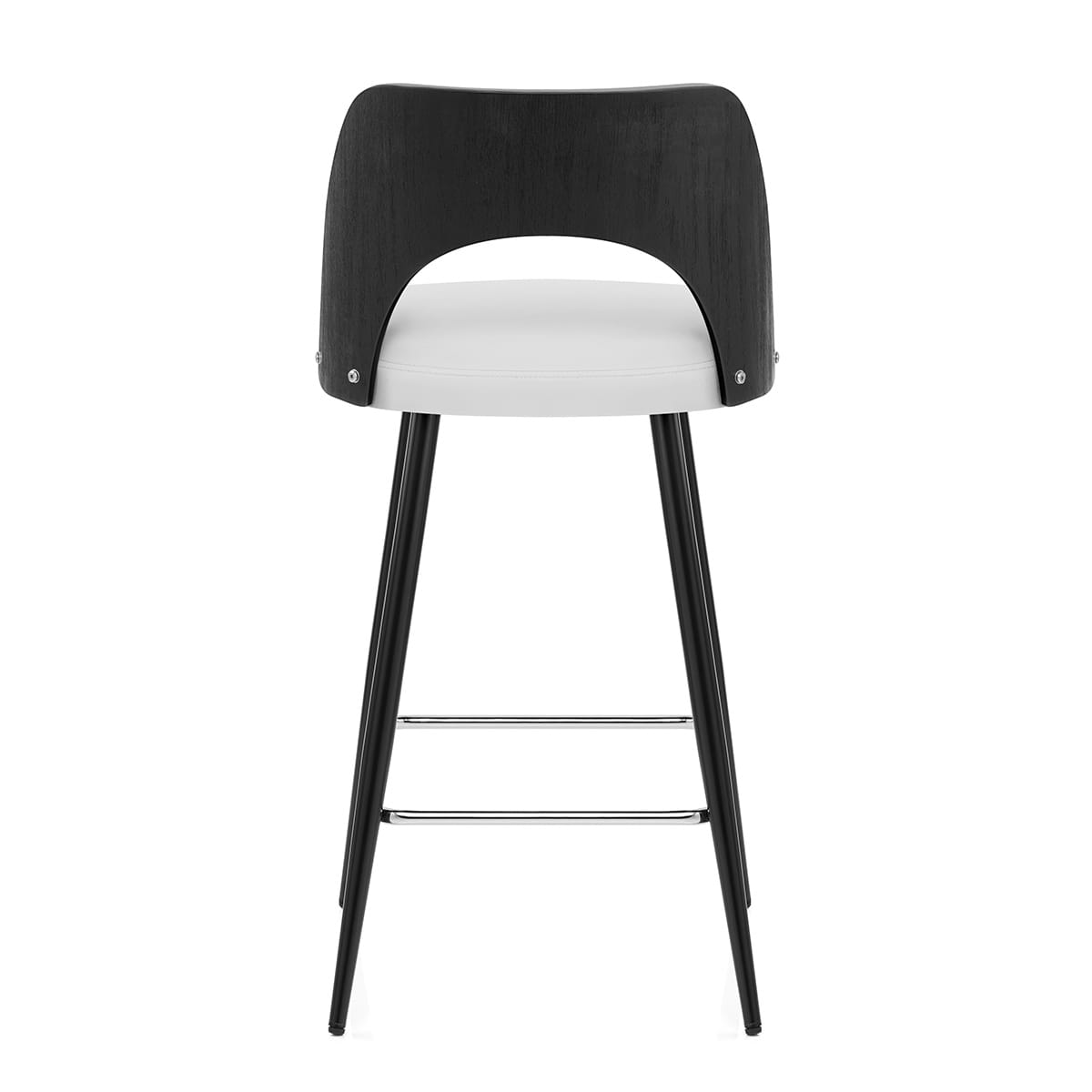 Sgabello Legno Nero Ecopelle - Leo Bianco