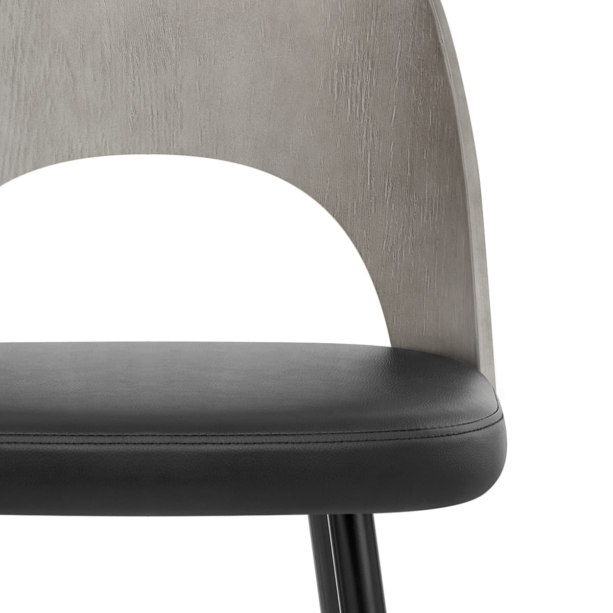 Sgabello Legno Grigio Ecopelle - Leo Nero