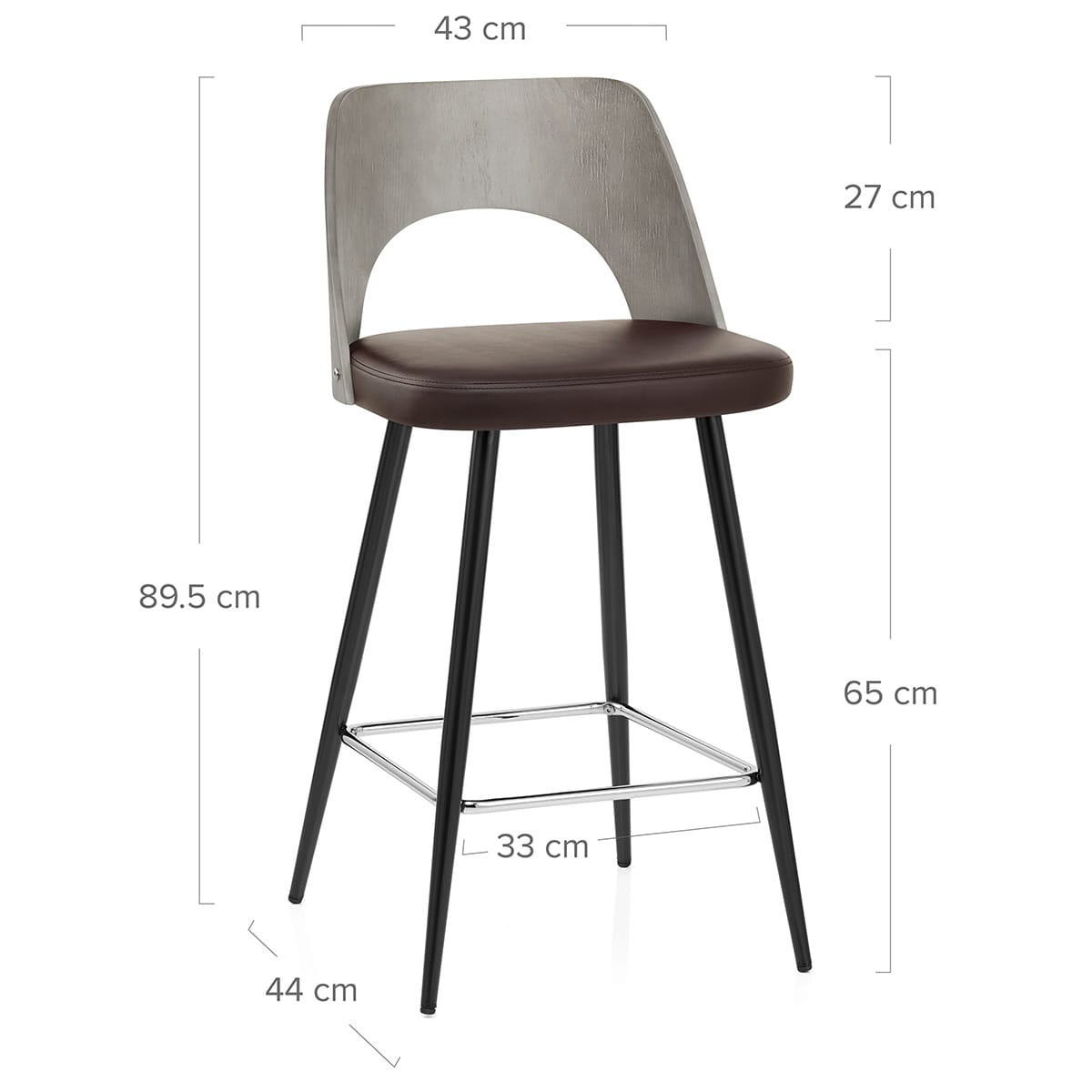 Sgabello Legno Grigio Ecopelle - Leo Marrone