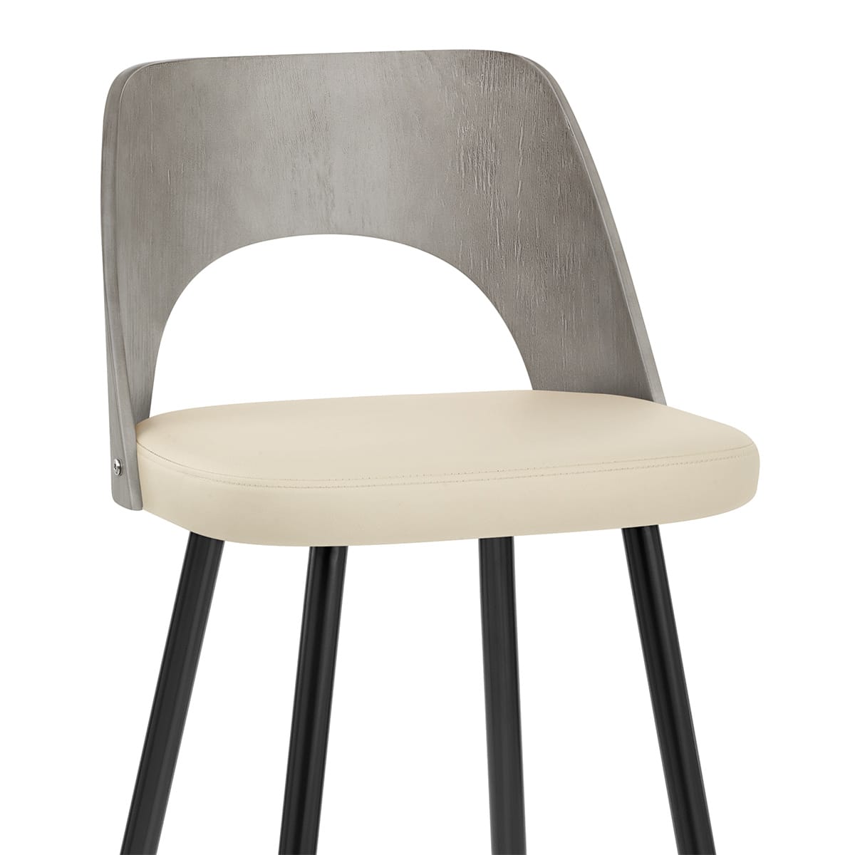 Sgabello Legno Grigio Ecopelle - Leo Crema