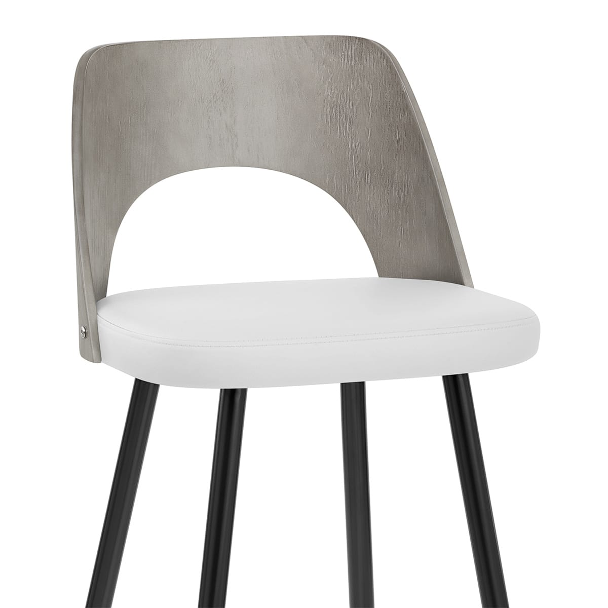 Sgabello Legno Grigio Ecopelle - Leo Bianco