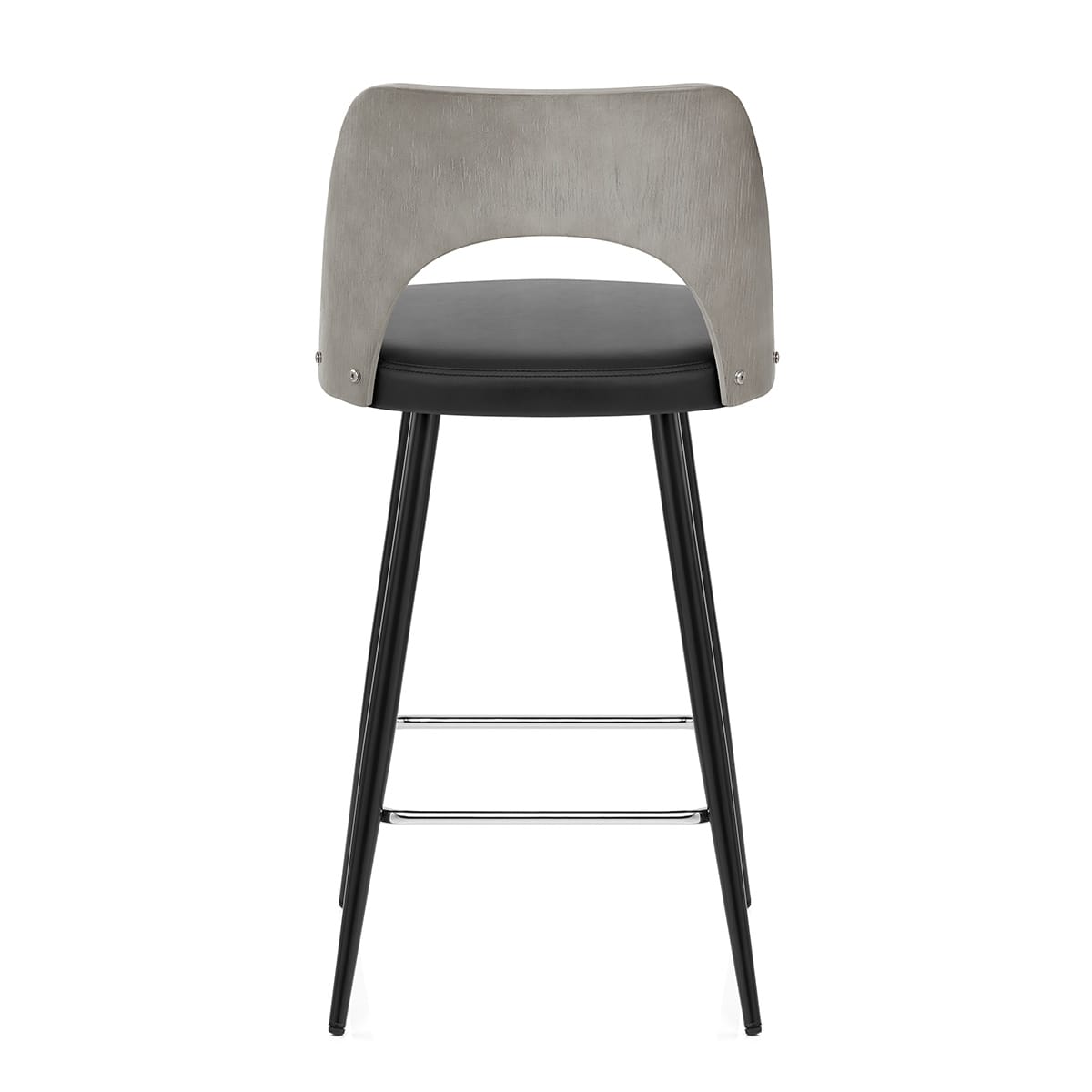 Sgabello Legno Grigio Ecopelle - Leo Nero