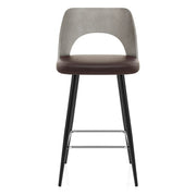 Sgabello Legno Grigio Ecopelle - Leo Marrone