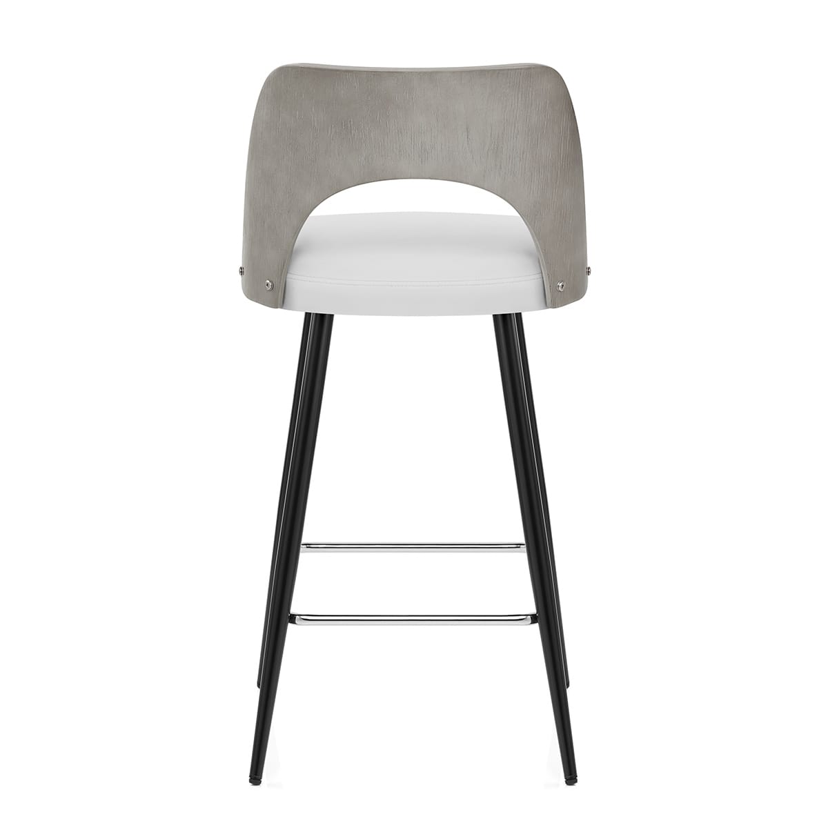 Sgabello Legno Grigio Ecopelle - Leo Bianco