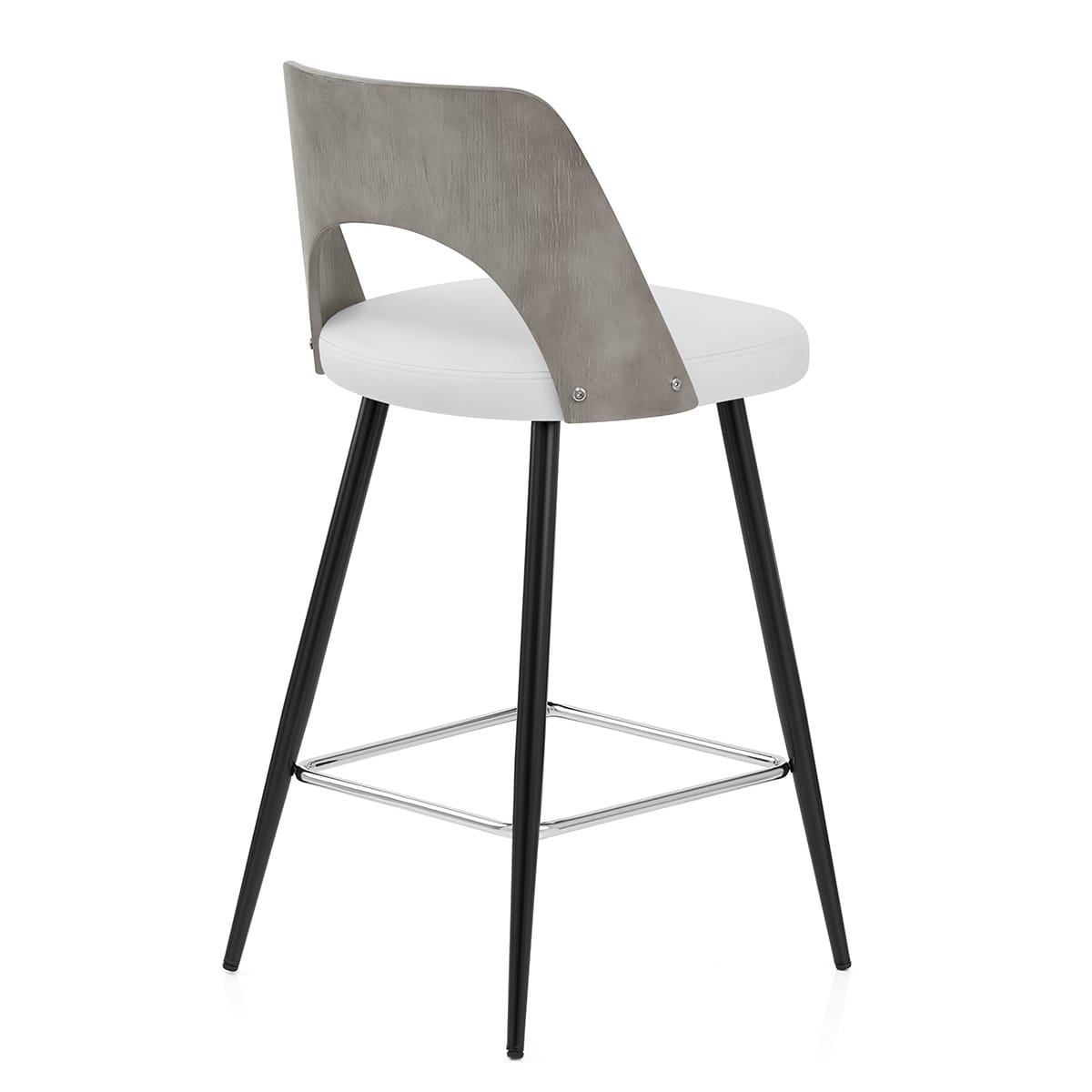 Sgabello Legno Grigio Ecopelle - Leo Bianco