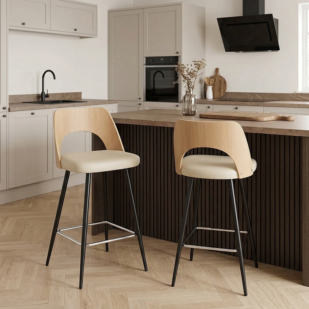 Sgabello Ecopelle Quercia - Leo Crema