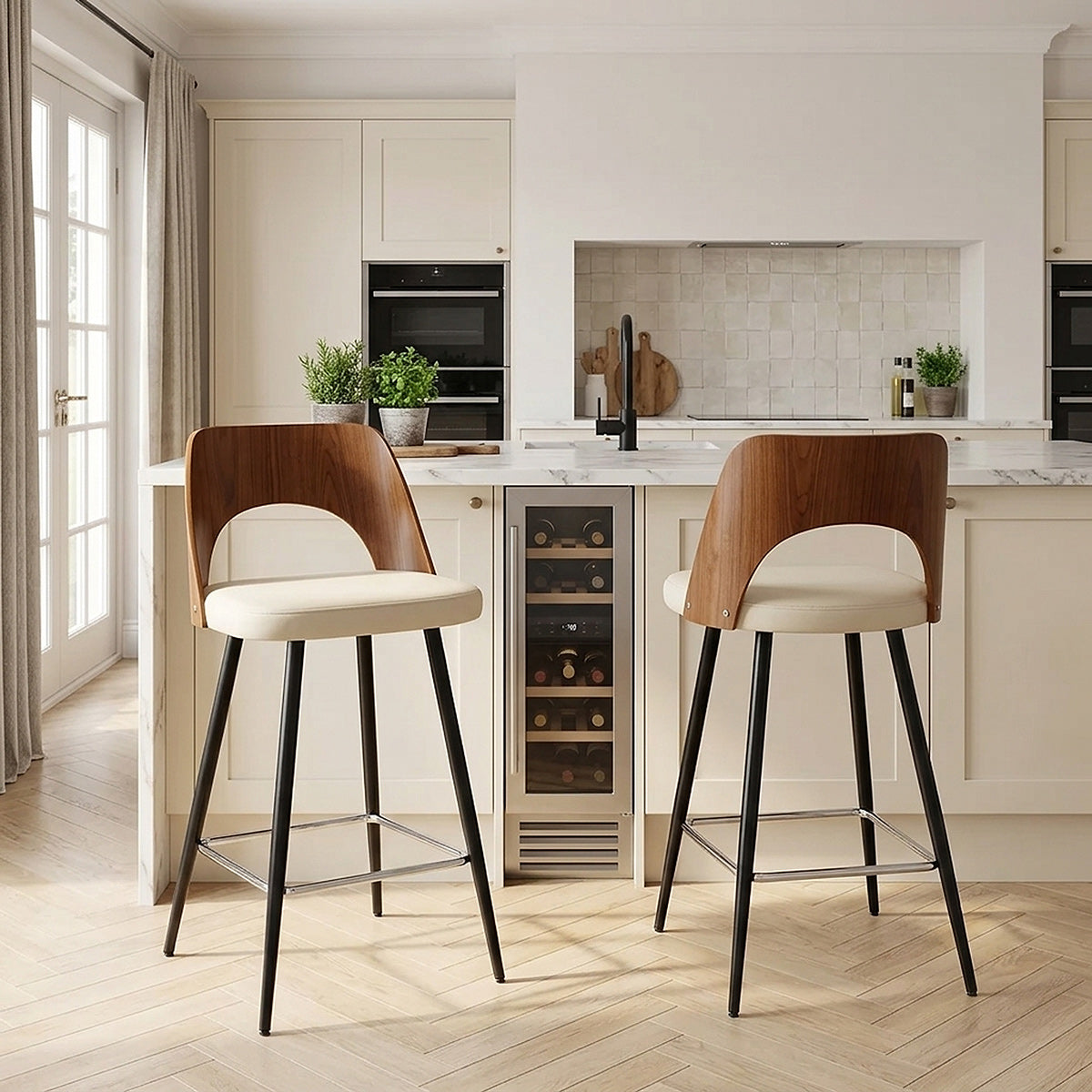 Sgabello Ecopelle Noce - Leo Crema