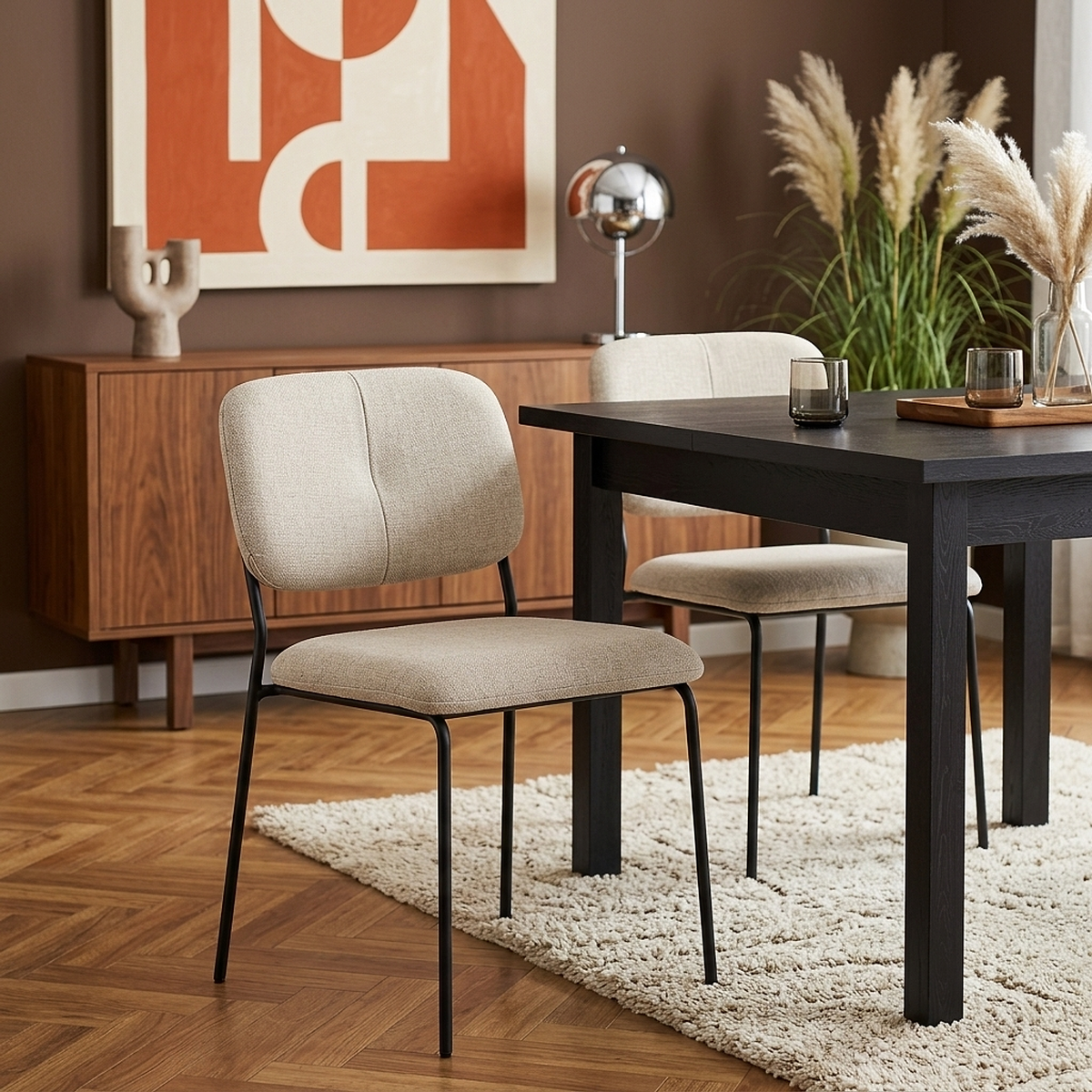 Sedia Tessuto Metallo - Lila Beige
