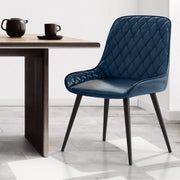 Sedia da pranzo Ecopelle Anticata - Lincoln Blu
