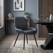 Sedia da pranzo Ecopelle Anticata - Lincoln Blu Scuro