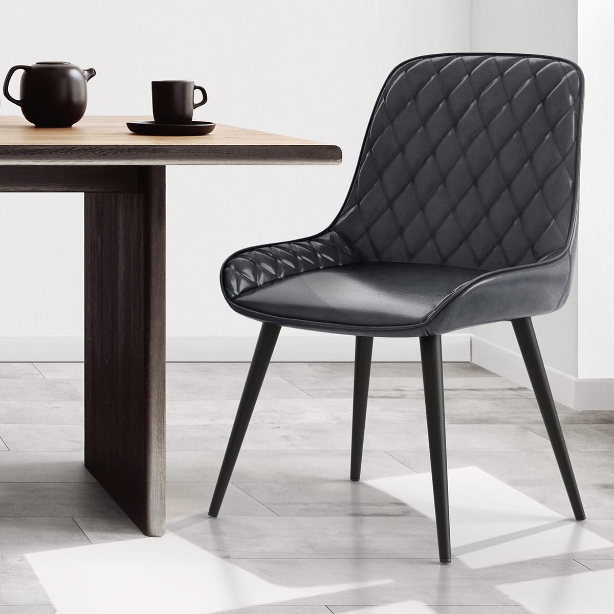 Sedia da pranzo Ecopelle Anticata - Lincoln Blu Scuro