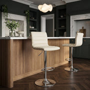 Sgabello Ecopelle Cromato - Linear Crema