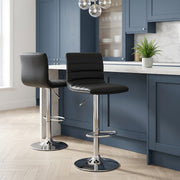 Sgabello Ecopelle Cromato - Linear Nero