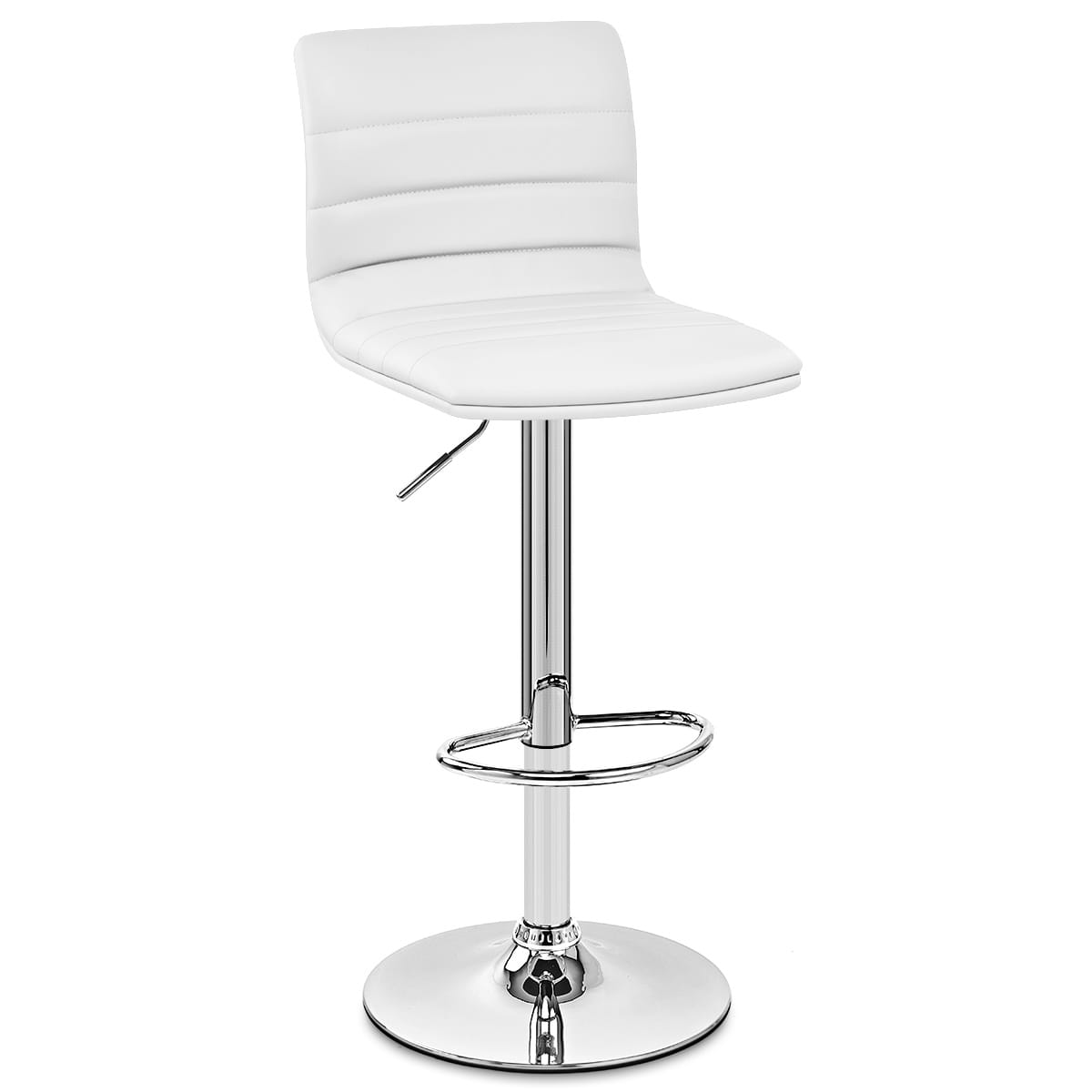 Sgabello Ecopelle Cromato - Linear Bianco