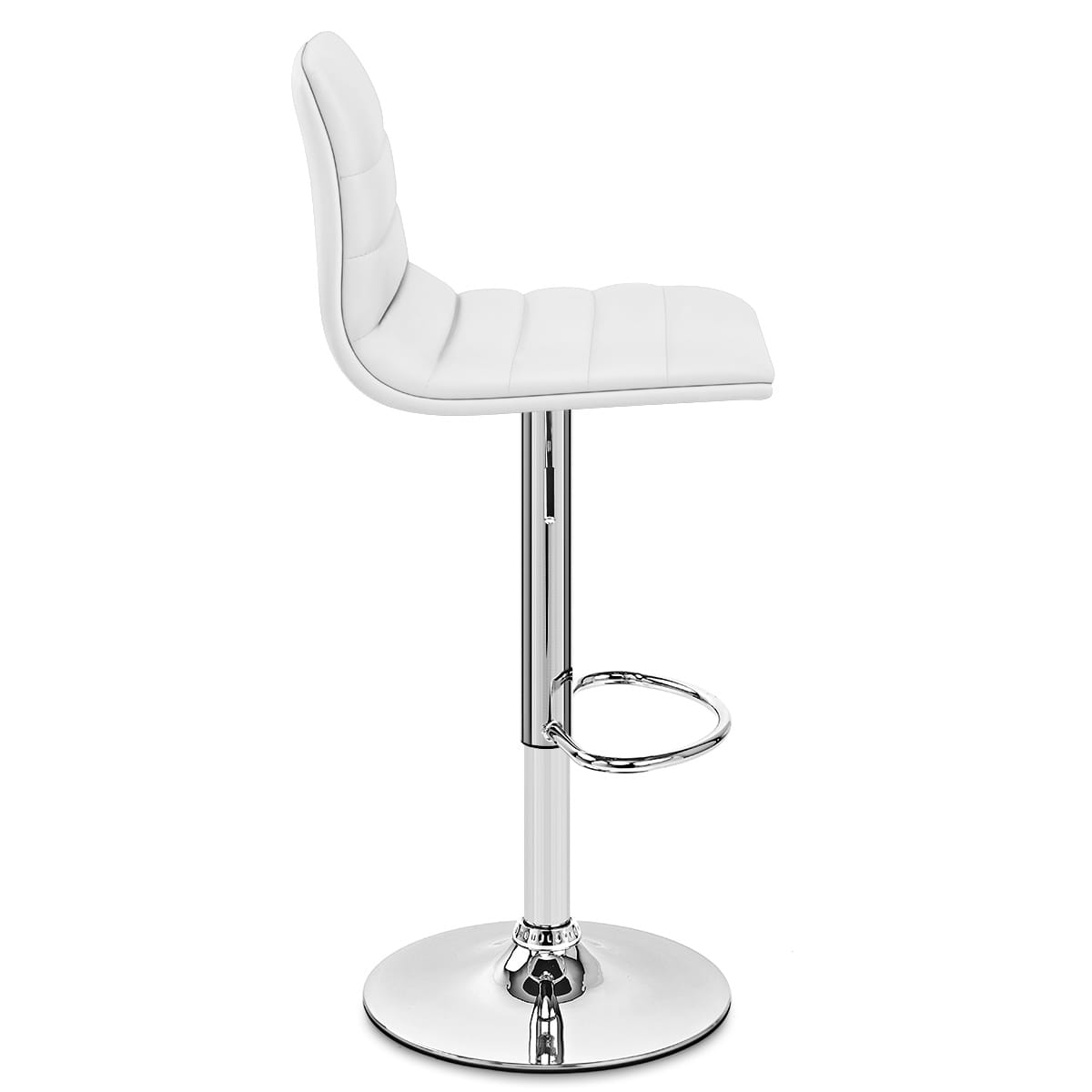 Sgabello Ecopelle Cromato - Linear Bianco