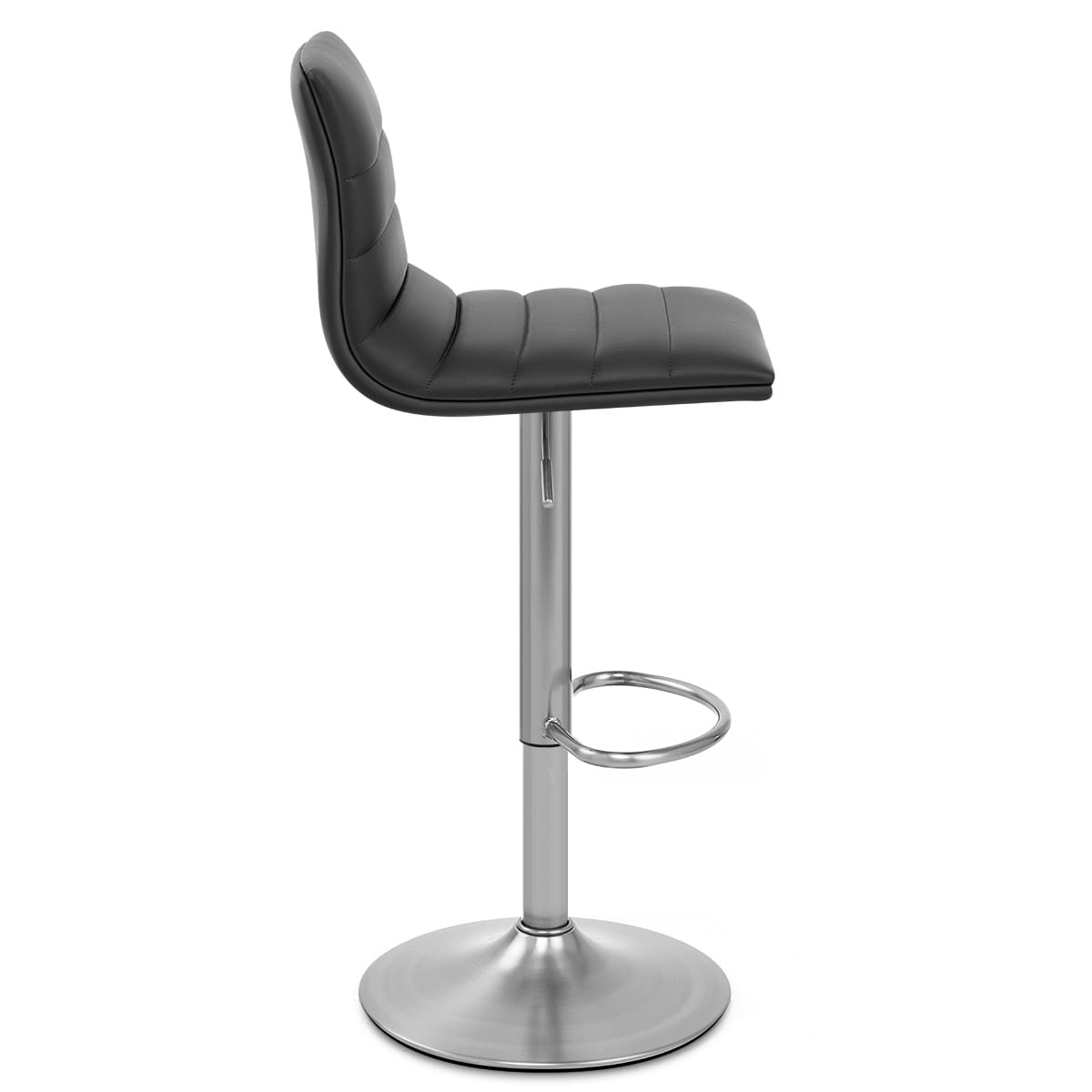 Sgabello Ecopelle Cromo Satinato - Linear Nero
