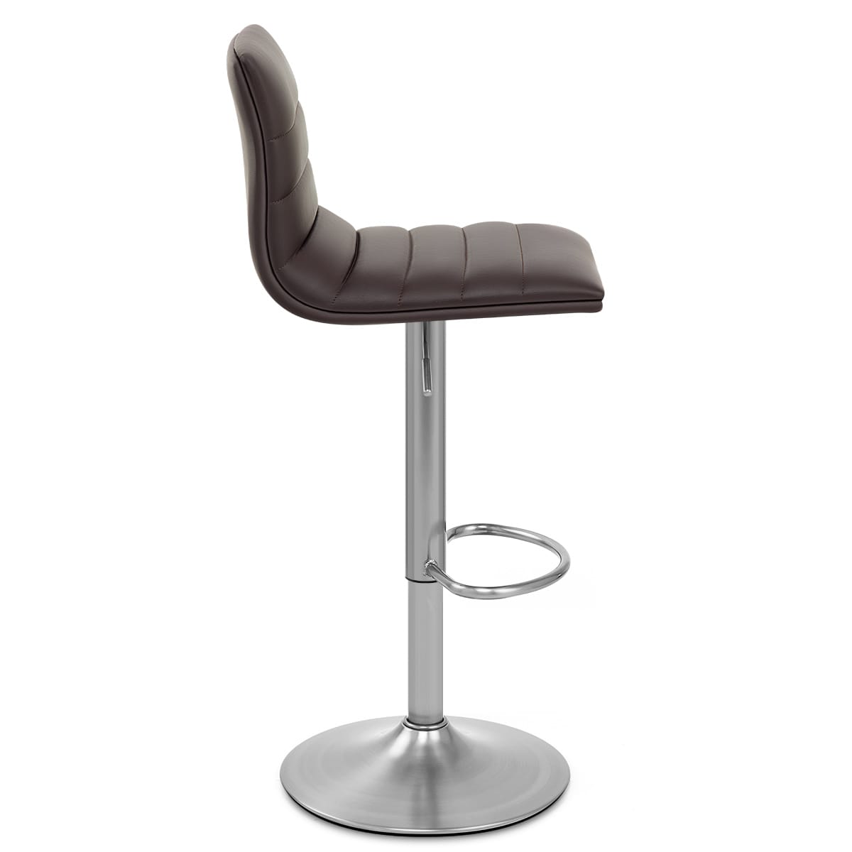 Sgabello Ecopelle Cromo Satinato - Linear Marrone
