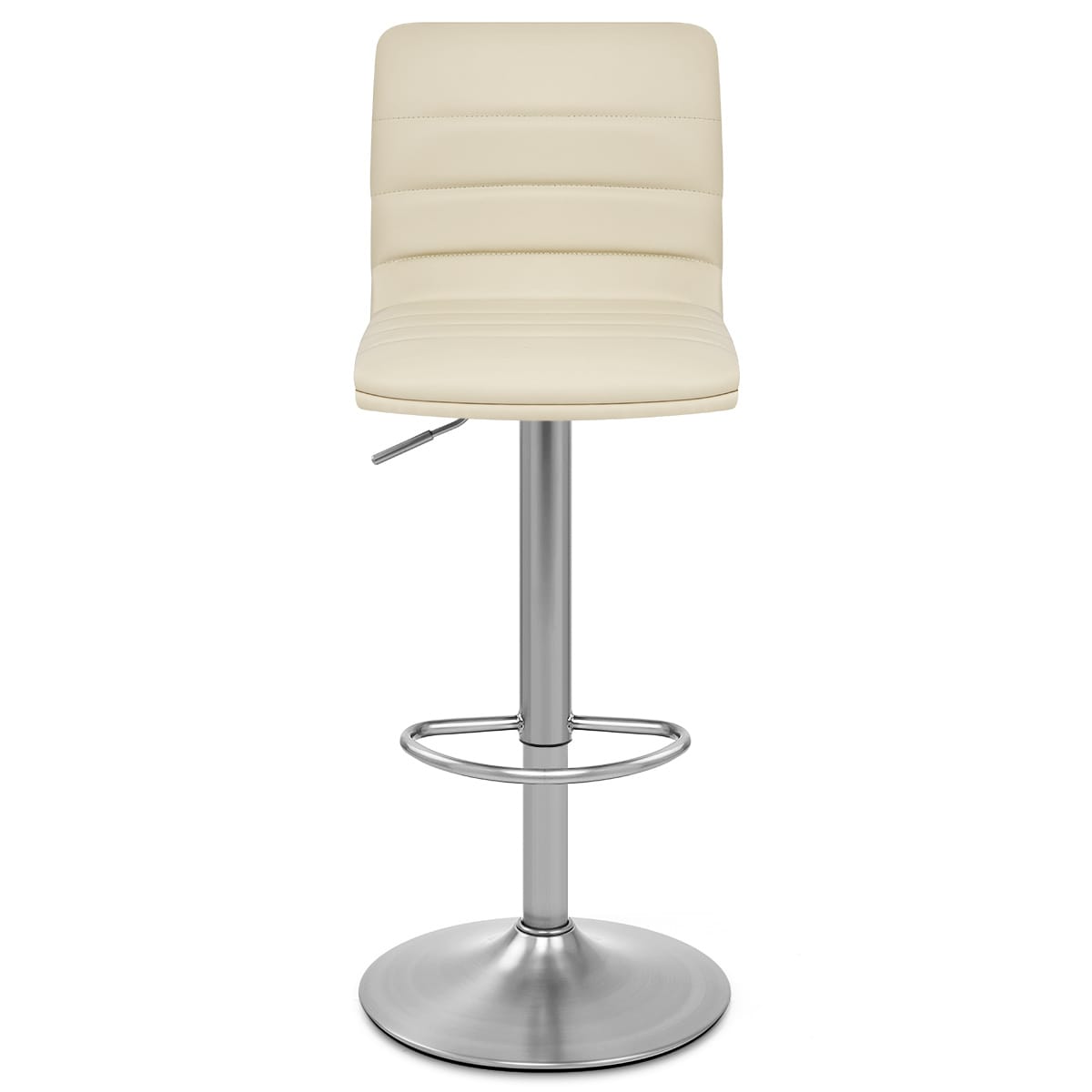 Sgabello Ecopelle Cromo Satinato - Linear Crema