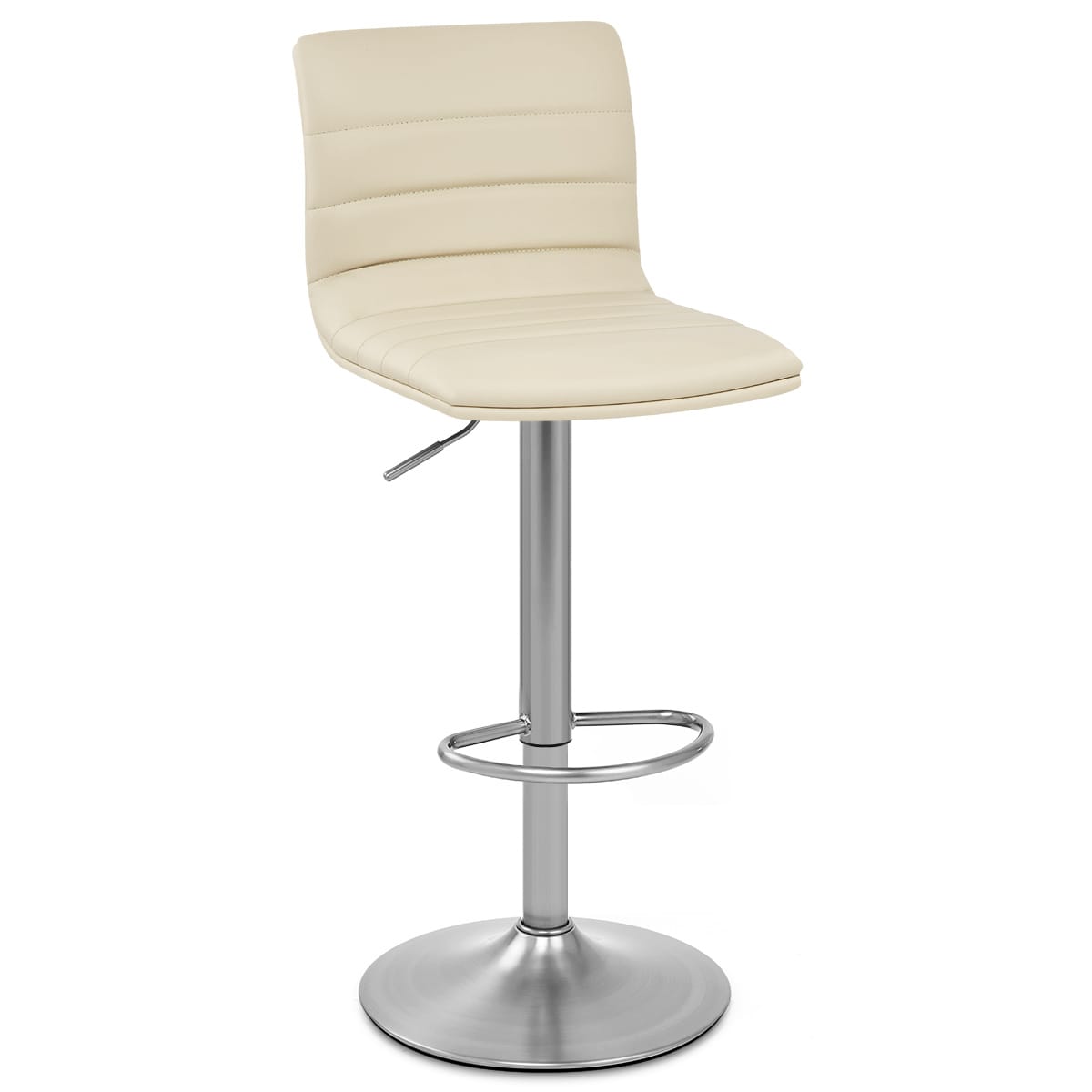 Sgabello Ecopelle Cromo Satinato - Linear Crema