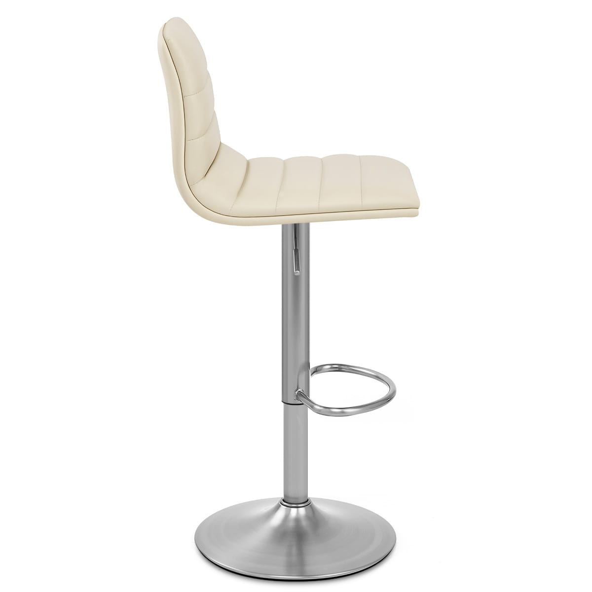 Sgabello Ecopelle Cromo Satinato - Linear Crema