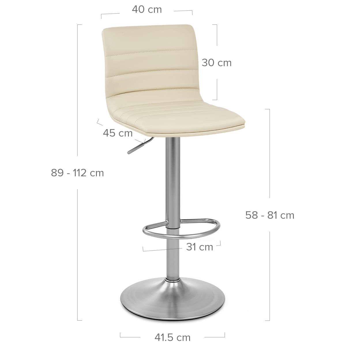 Sgabello Ecopelle Cromo Satinato - Linear Crema