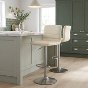 Sgabello Ecopelle Cromo Satinato - Linear Crema