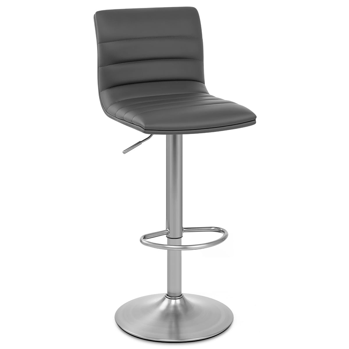 Sgabello Ecopelle Cromo Satinato - Linear Grigio
