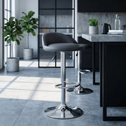 Sgabello Ecopelle Cromato - Lulu Grigio