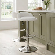 Sgabello Pelle Cromato - Lulu Bianco